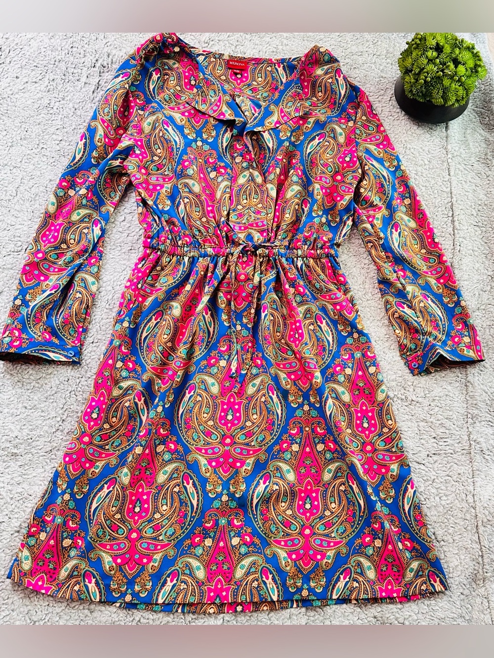 💖🌈 Y2K Boho Paisley Tie Waist Festival Dress | Colorful Barbiecore Vacation Midi
